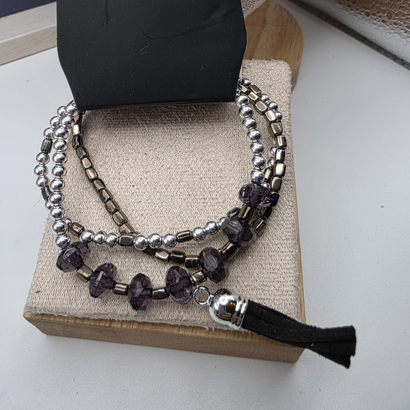 paparazzi Jewelry - Paparazzi Silver and Bronze Beaded Bracelet with Tassel (560)